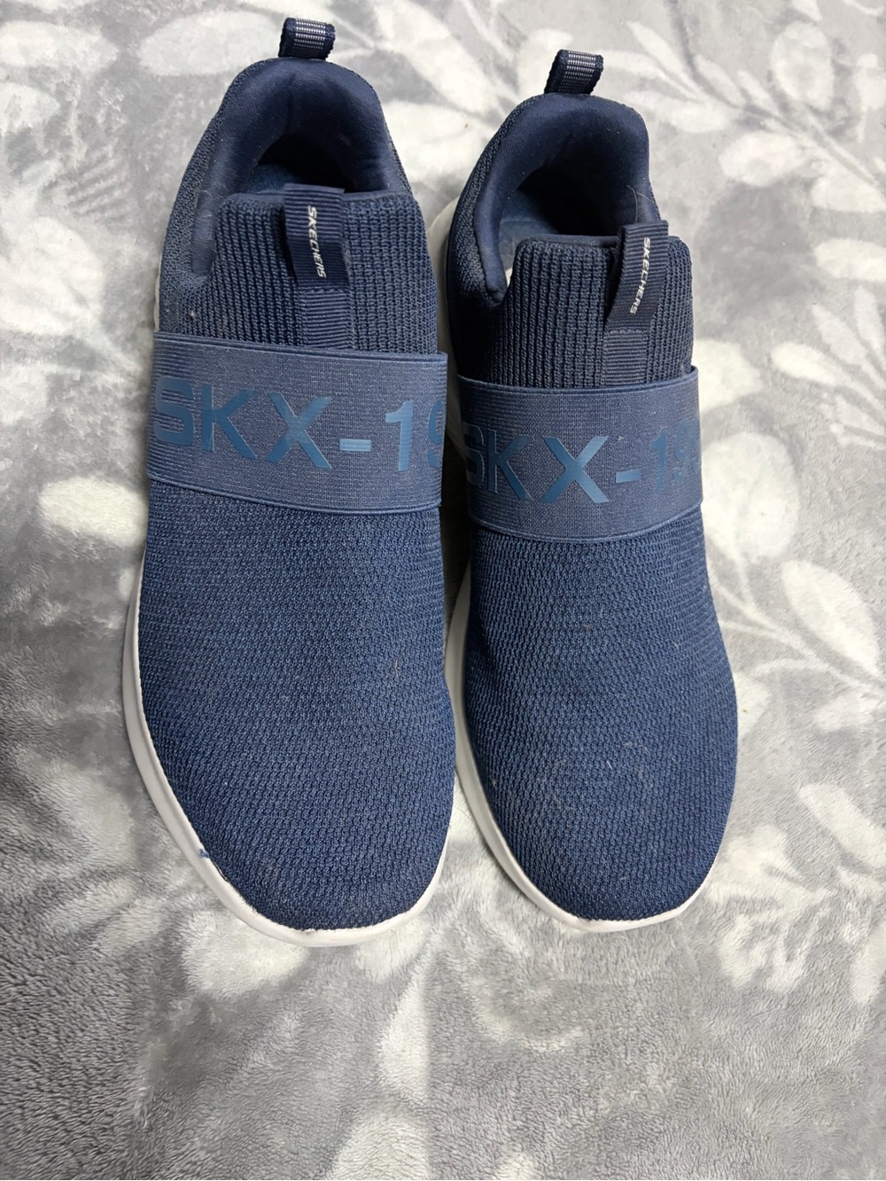 Skechers Navy Slip-On Knit Loafers with Elastic Band